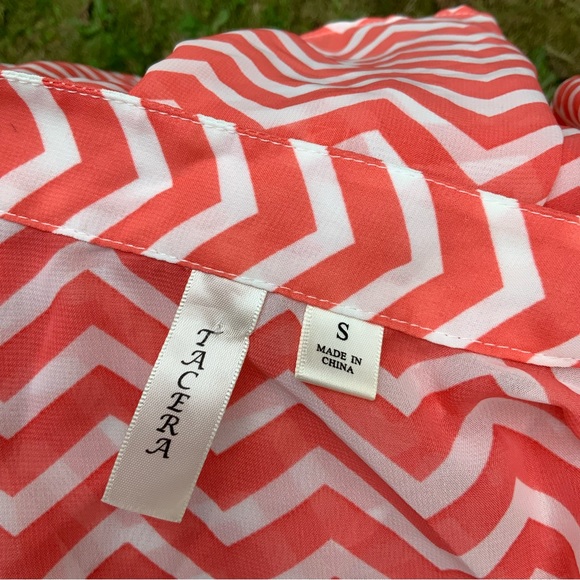 Coral Chevron Striped Summer Dress S - Picture 5 of 6